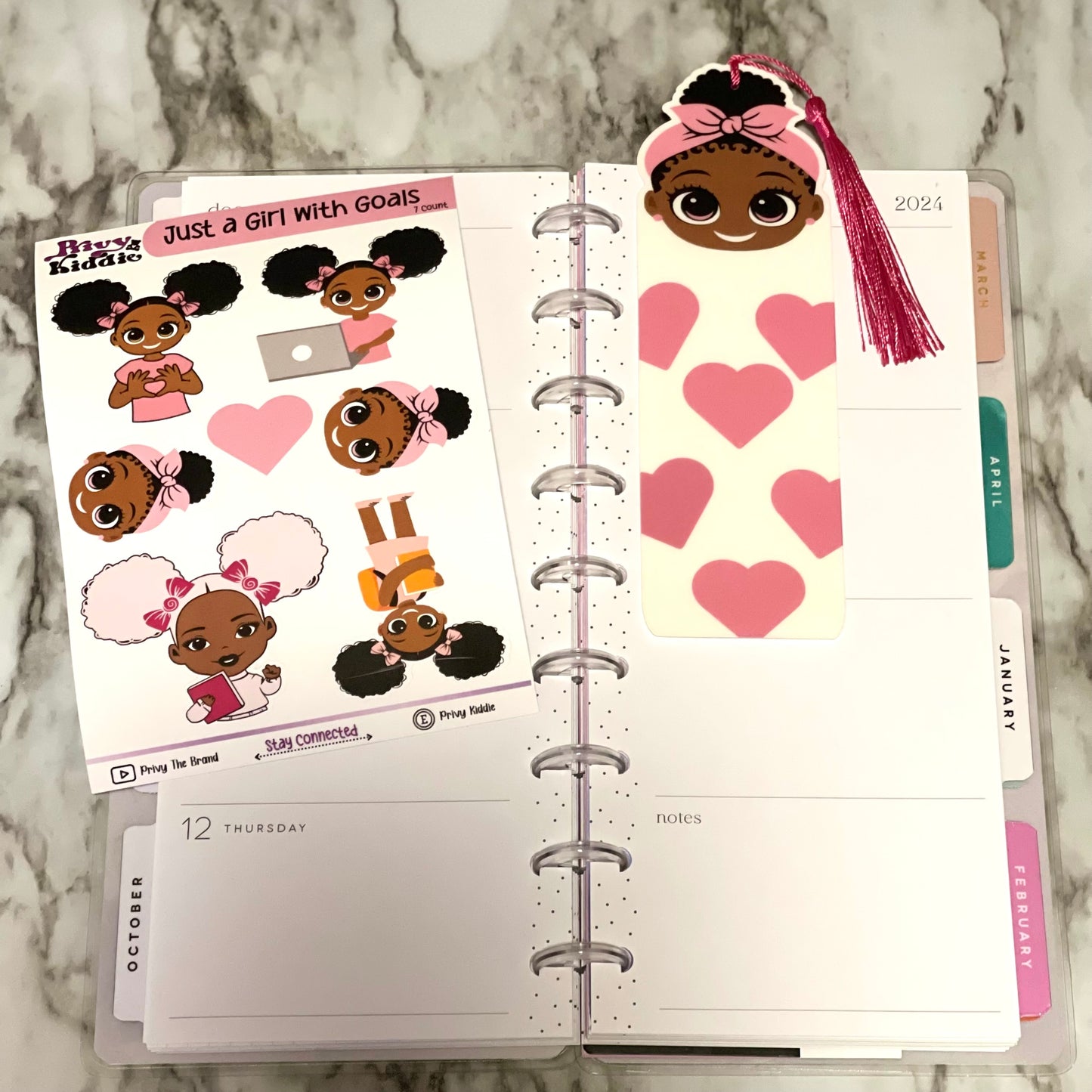 Just a Girl with Goals Sticker Sheet & Bookmark Set